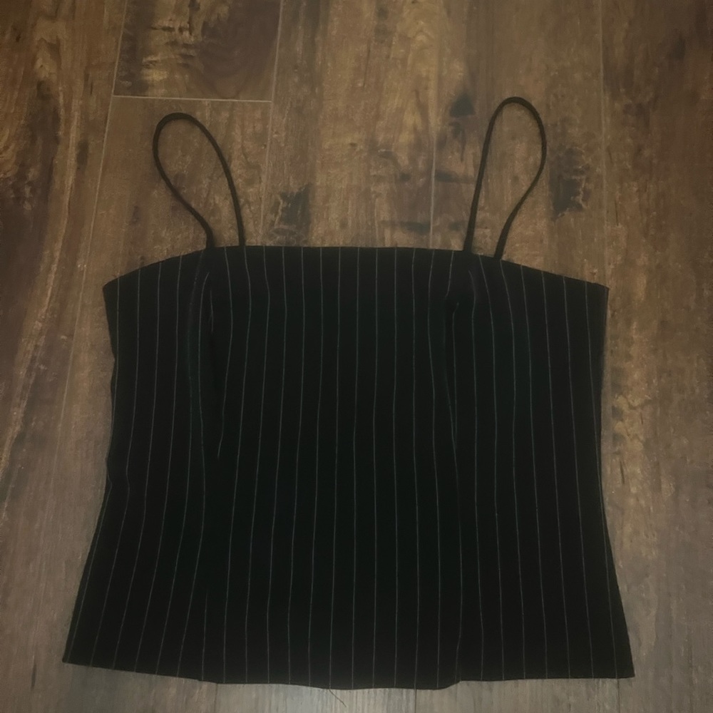 Black and white stripes business top